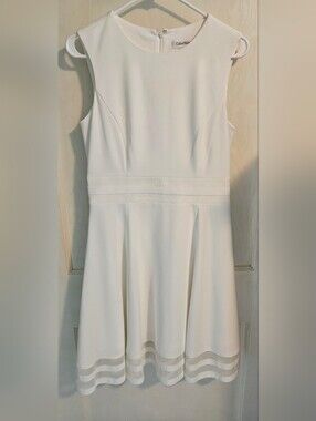 Calvin Klein White Sleeveless Fit-and-Flare Dress Size 8